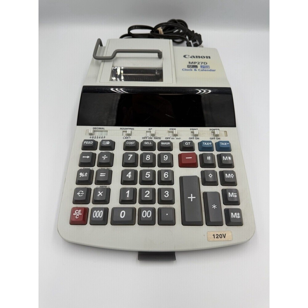 Canon MP27D Business Calculator Clock Calendar 12 Digits 2-Color Print